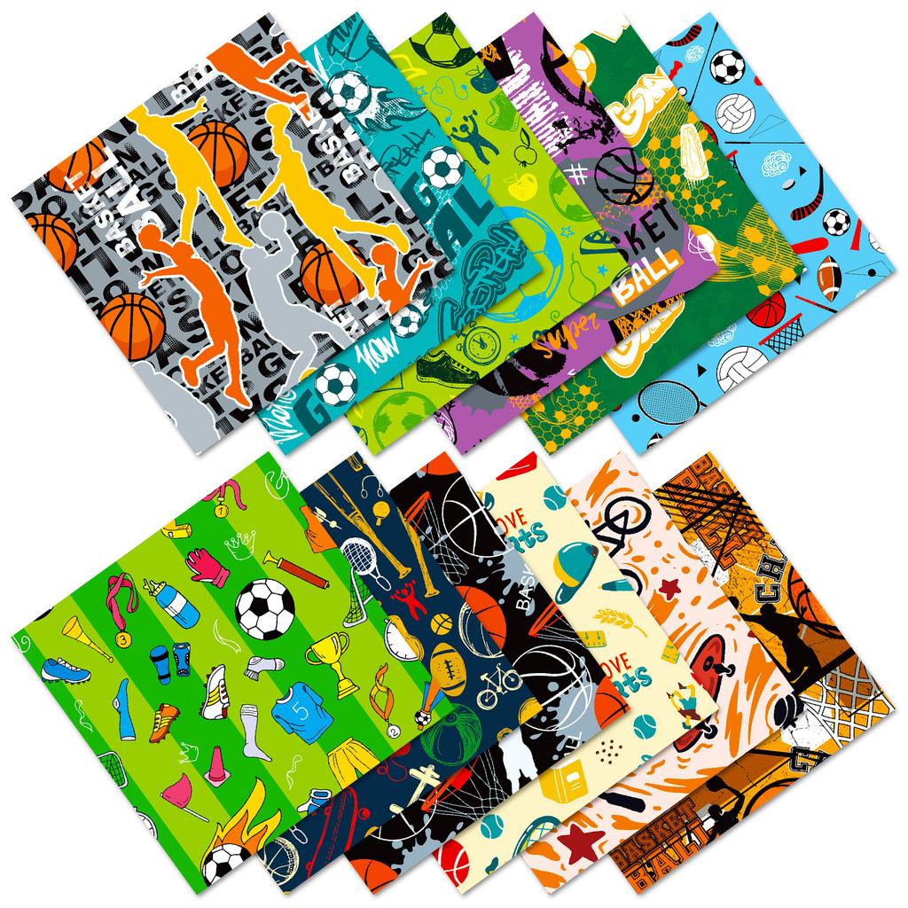 12 Packs Of Each Sports-Themed American Ball Sports Handbook Non-Adhesive Backing Paper Material Paper