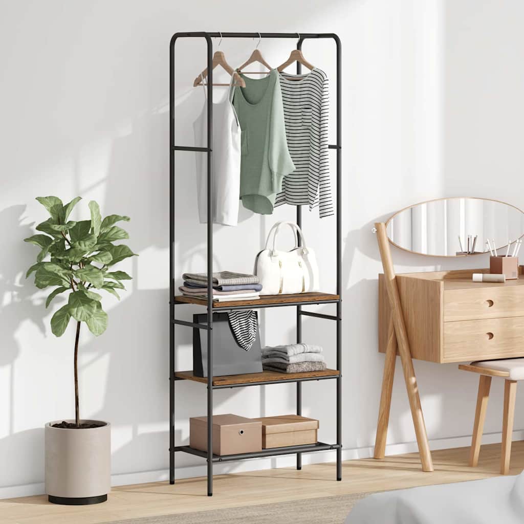 Clothes Rack with Shelf Rustic Wood Look 60 x 30 x 171 cm Engineered Wood