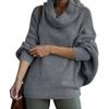 Fashion High Collar Women's Solid Color Sweater Fashion Pullover Lantern Loose Long Sleeve Casual Sweater