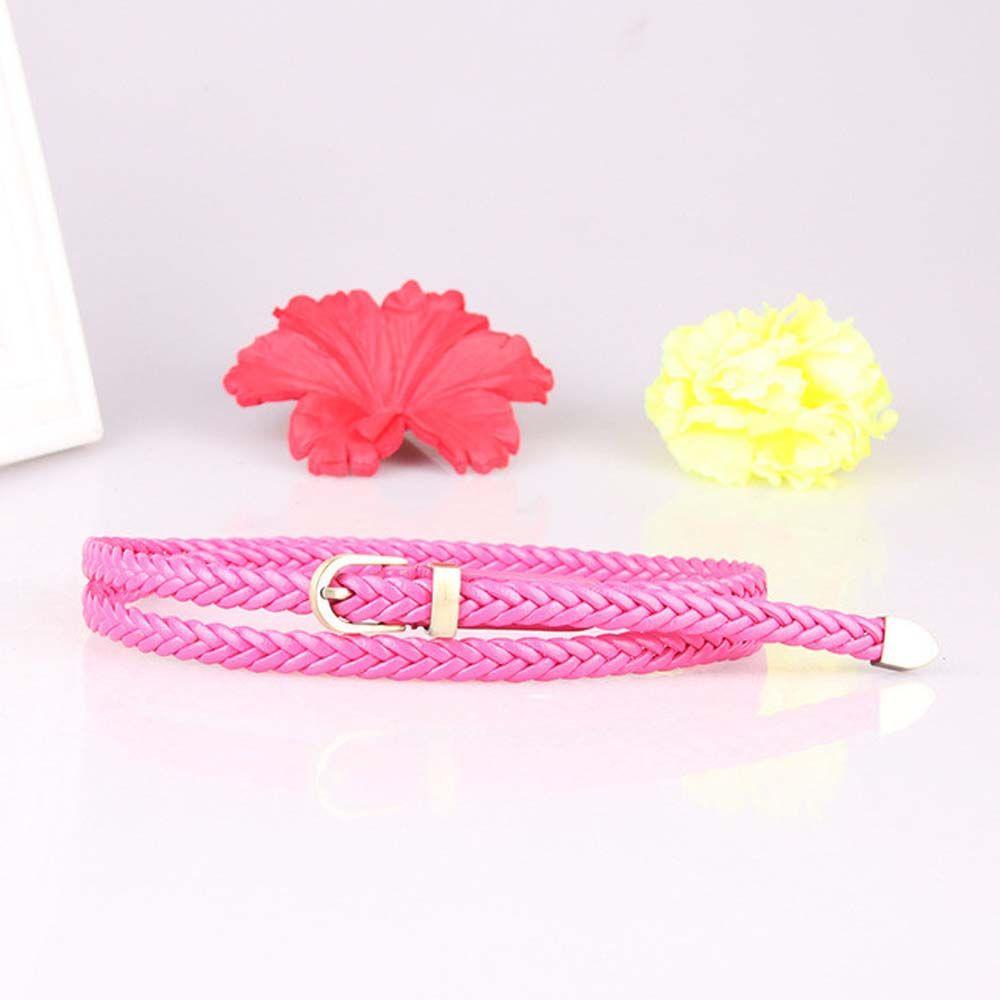 Hand-woven Thin Girls Female Retro Braided Belts Pin Buckle Waistband Waist Belt