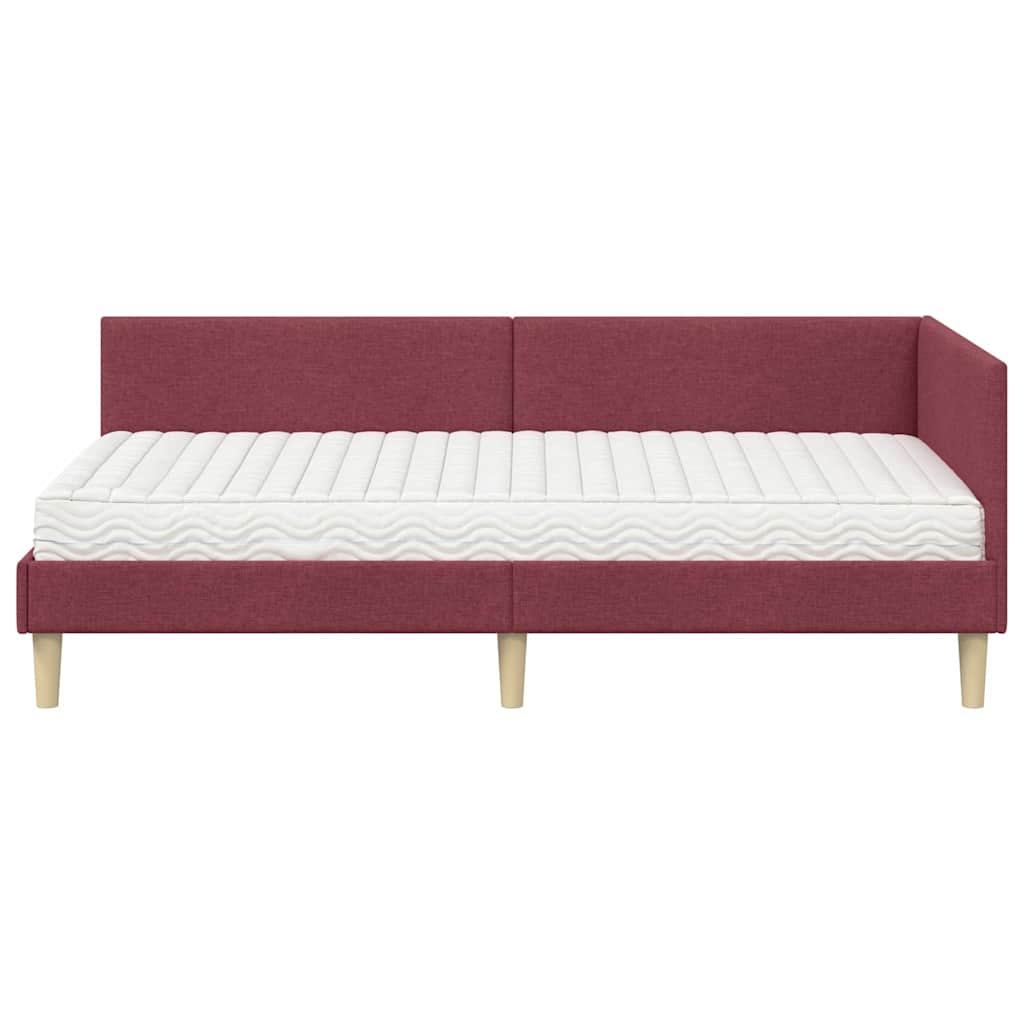 Corner Bed Frame with Mattress Other 2 pcs Grey Fabric