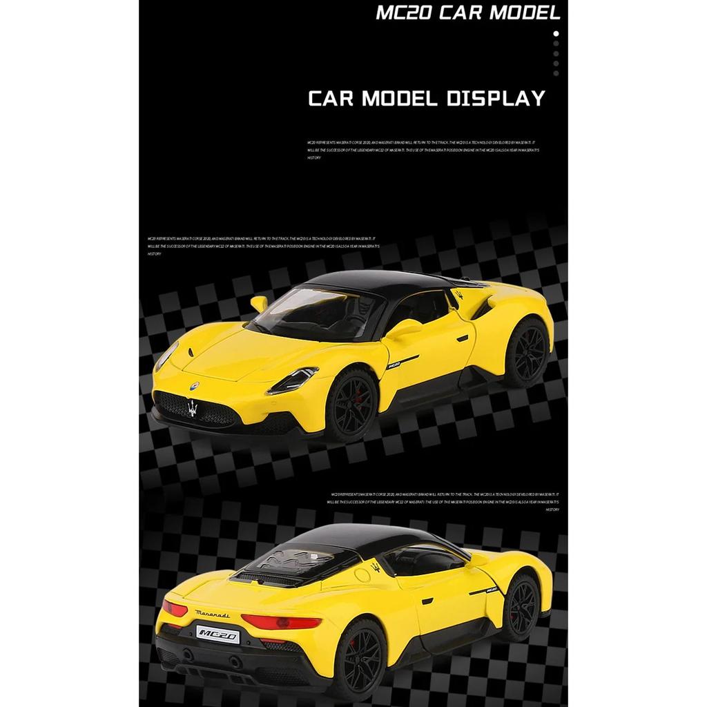 1/32 Maserati MC20 Cabrio Alloy Sports Car Model Diecast Metal Simulation Toy Model Collection Sound and Light Kids Toys Gift