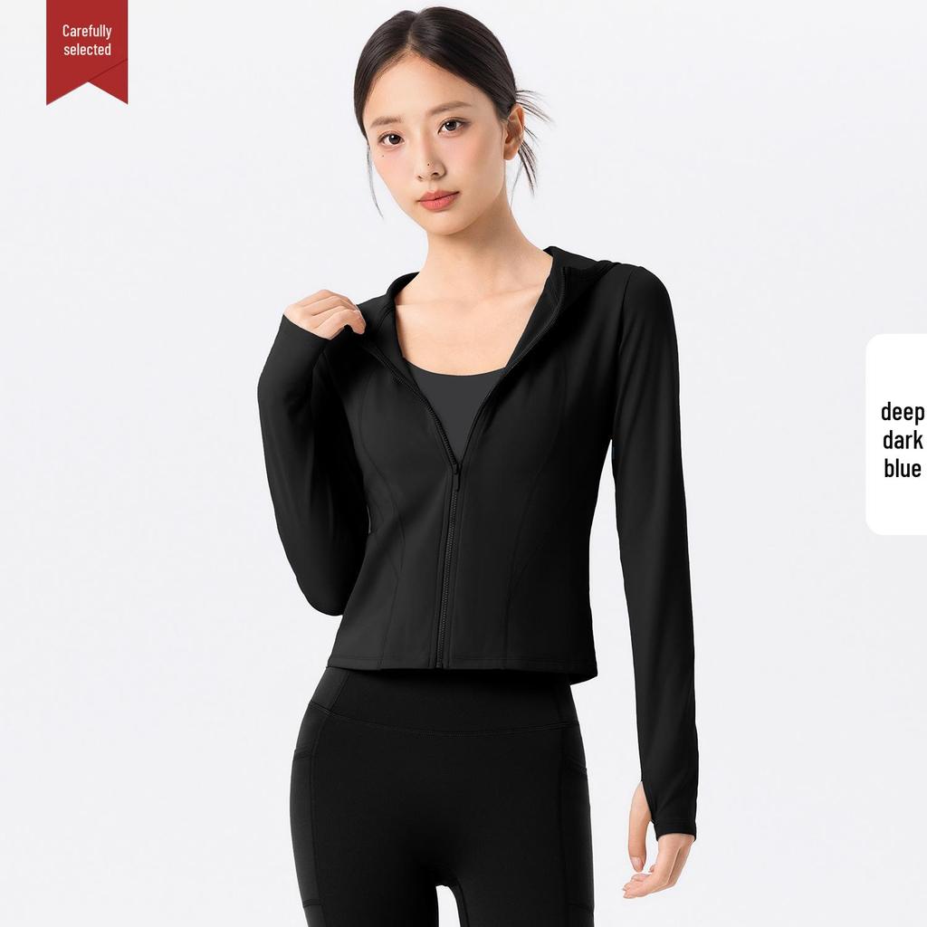 Женская спортивная куртка slim-fit с флисовой подкладкой - Теплый топ с капюшоном для фитнеса, бега на улице и йоги