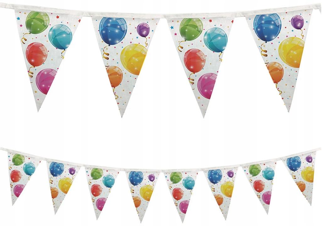 Baner Foliowy Girlanda Flagi Kolorowe Baloniki Balony Urodziny Party 230Cm
