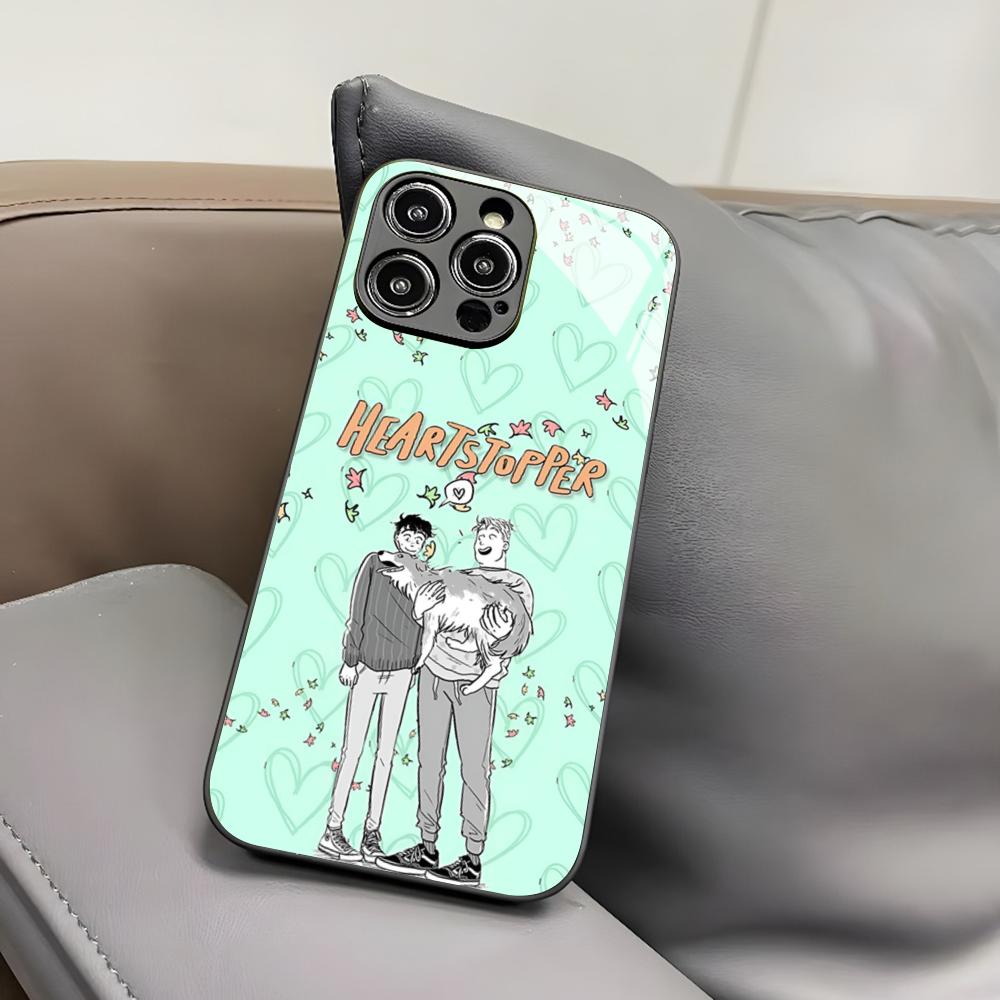 H-Heartstopper Phone Case for Iphone 17 Air 16 15 14 12 11 13 Pro Max Mini X Xr Xs Puls Black Glass Cover