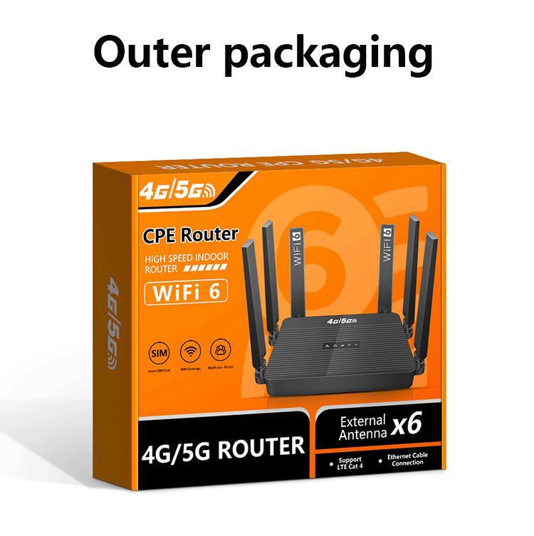 4G WiFi6 Роутер со слотом для SIM-карты, опциональной батареей, складной антенной и 4 сетевыми портами - Совместим в России и США