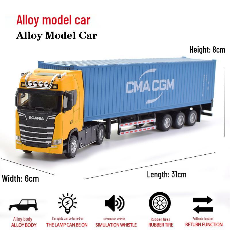 Модель контейнеровоза Scania из сплава - Двухъярусный полуприцеп-игрушка