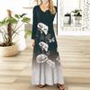Womens Floral,Gradient Print Maxi Dresses Sexy Dresses Long Sleeve Elegant Fall Long Dresses Holiday Dresses for Women