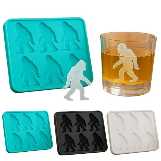 Bigfoot-shaped Ice Tray 6 Cavity Sasquatch Shape Ice Cube Maker for Halloween Party Drinks Chocolate Soap BPA-Free Creepy Butter Cube Molds