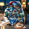 Blue Smurfs Print Blanket - Soft & Comfortable, for Bedroom, Travel, Sofa, Home Decoration - Birthday Christmas Gift for Friend