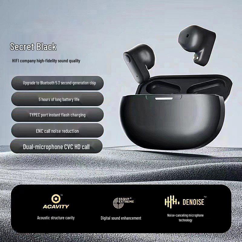 T89 Беспроводные Bluetooth-наушники с шумоподавлением и коротким корпусом для музыки и игр