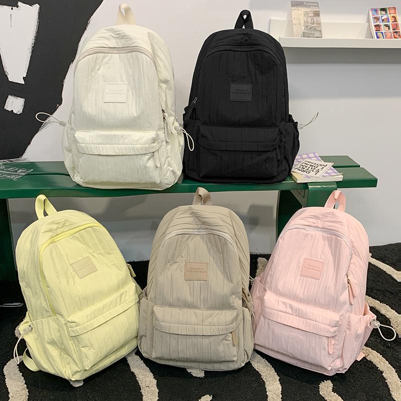 Однотонный школьный рюкзак для студента, женский рюкзак большой вместимости
