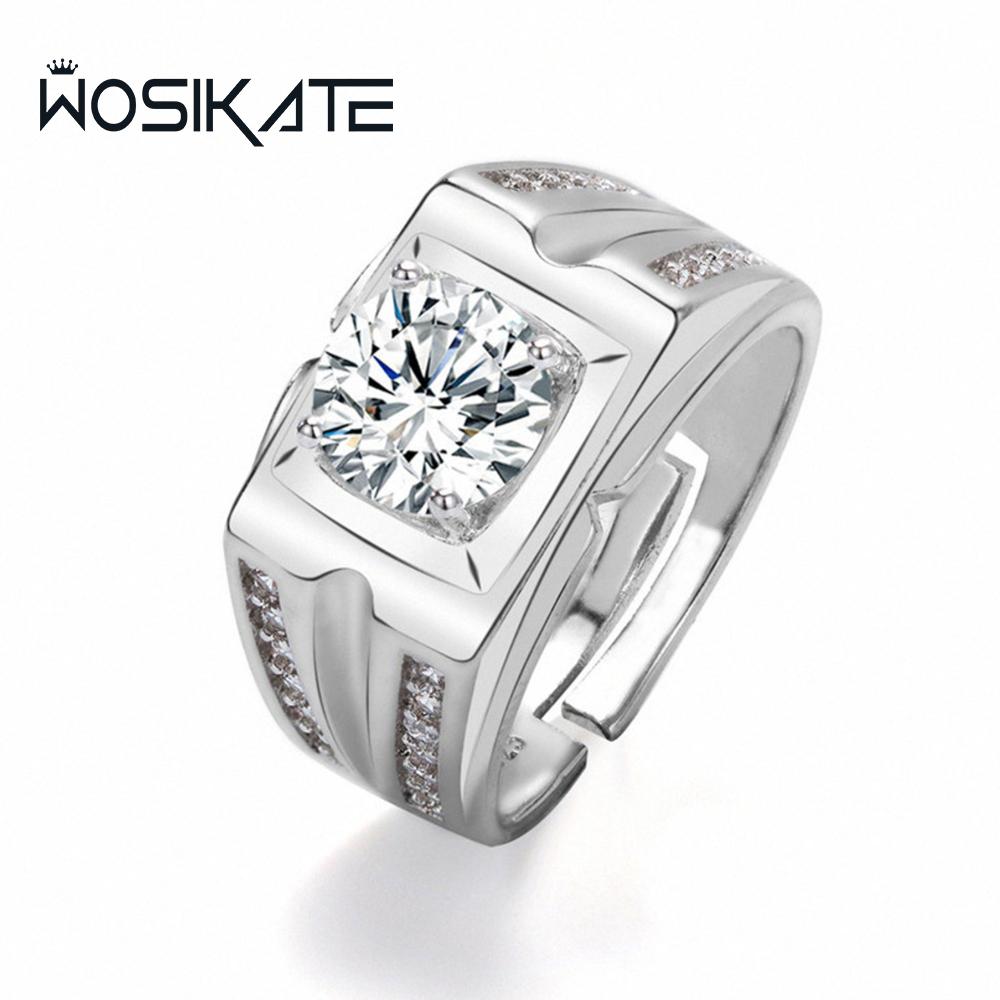Wosikate Корейское квадратное кольцо с цирконием для мужчин Модное Доминирующее Медное Модное ювелирное изделие Кольцо на палец Регулируемое