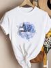 (Asian Size) Watercolor Winter Christmas Clothing New Year T Shirt Women Fashion Festival Tee Top Print Woman Short Sleeve Graphic T-shirts