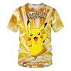2025 Детская 3D футболка с коротким рукавом для косплея в стиле аниме Пикачу, модная повседневная футболка Покемон для мальчиков и девочек, детская одежда 7-13