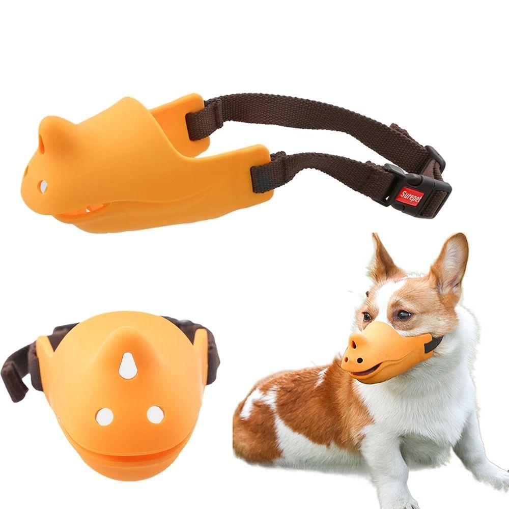 Adjustable Head Strap Silicone Dog Muzzle Anti-bite Dog Mouth Mask Funny Pet Mouth Cover  Puppy