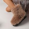 Модные зимние женские пушистые искусственные плюшевые теплые роскошные туфли женские меховые сапоги модная зимняя обувь