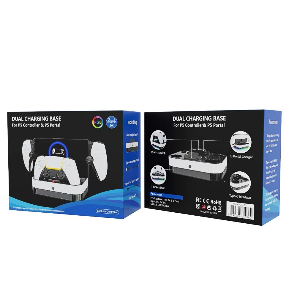 Для контроллера PS5 Двойная зарядная станция RGB Быстрая зарядка для PS5 Двойной беспроводной геймпад Зарядное устройство-подставка