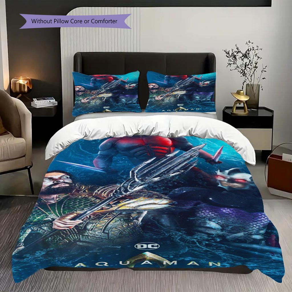 Aquaman Deep Blue Hero Threepiece Set 1 Duvet Cover 2 Pillowcase Without Core Soft And Comfortable Bedding Set Christmas Birthday Gift