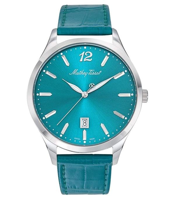 Mathey-Tissot Urban Leather Strap Green Dial Quartz H411PET Men's Watch