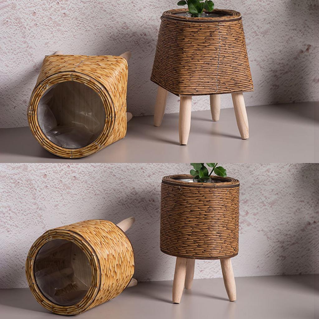 Willow Woven Plant Rack Flower Frame Pots Straw Pots Hand Arrangement Willow Plant Stands Indoor Holder Stool Pots Trays
