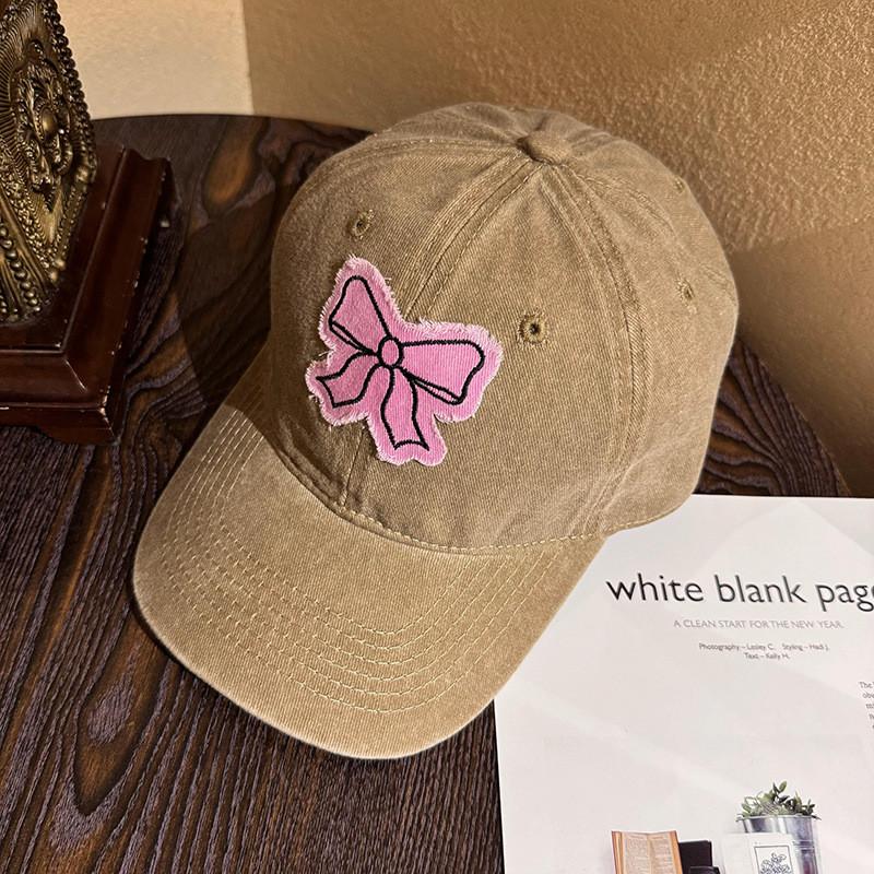 Casual Cotton Bow Baseball Cap With Curved Brim For Daily Wear In Warm Seasons