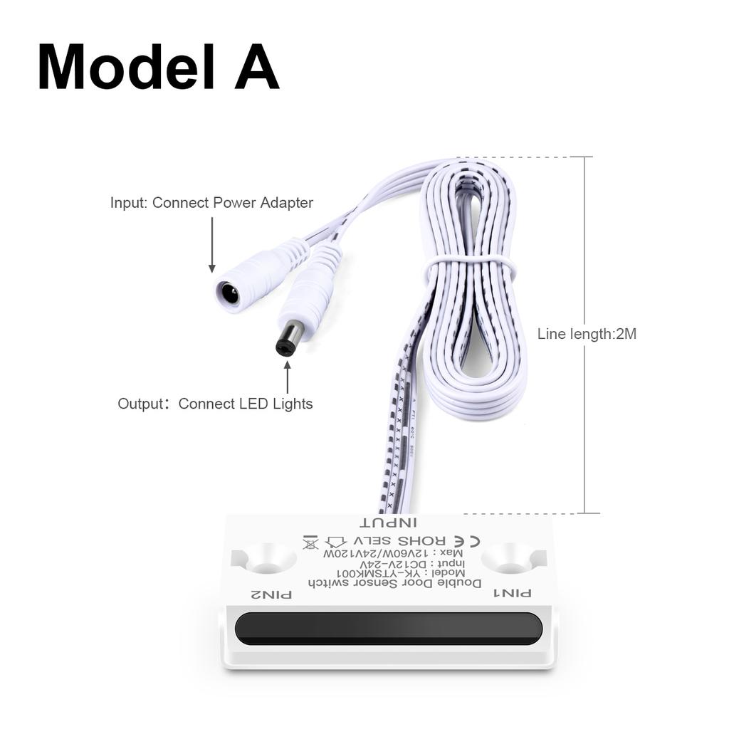 Выключатель с ИК-датчиком приближения для двойной двери 60 Вт DC12V-24V Выключатель светодиодной подсветки DIY Подсветка шкафа-купе Автоматическое включение/выключение