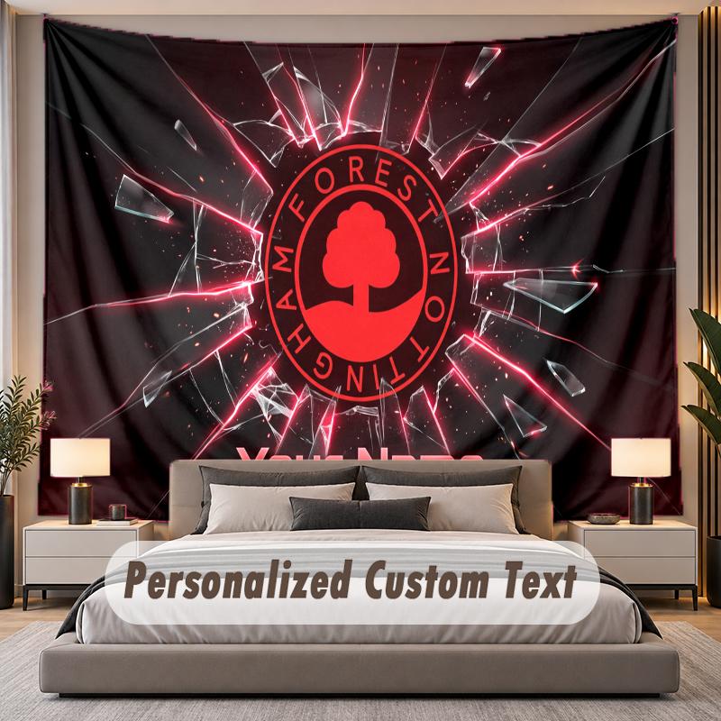 Custom Name Text Tapestry Nottingham Forest Personalized Polyester Wall Tapestry For Bedroom And Room