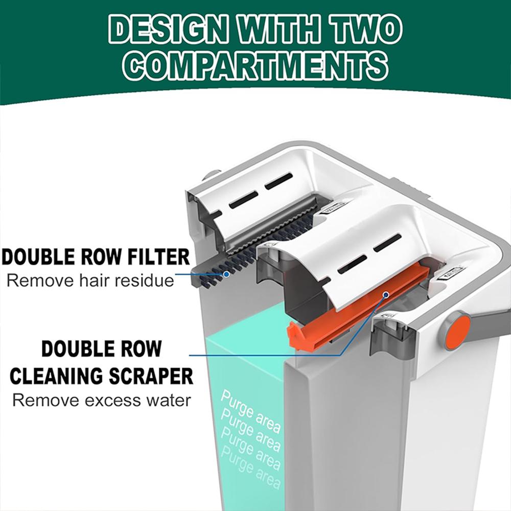 Швабра и ведро с отжимом, большая плоская швабра для пола и ведро для влажной и сухой уборки с вращающейся на 360° головкой швабры для уборки