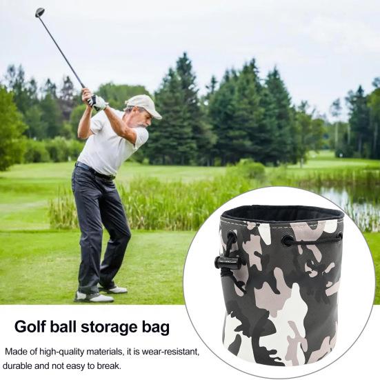 Камуфляжная сумка для гольф-мячей, дизайн ведра, затягивающийся шнурок, чехол для гольфа из искусственной кожи, портативная сумка-переноска для гольф-мячей для мужчин и женщин