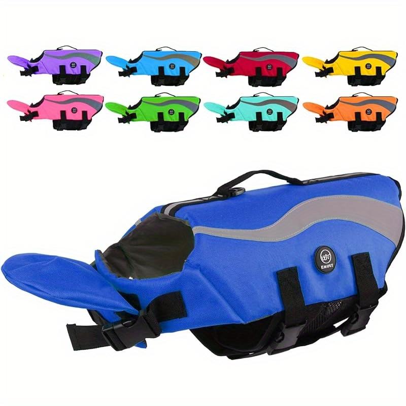 Регулируемый спасательный жилет для собак - повышенная плавучесть, прочная спасательная ручка для мелких и крупных пород, нейлоновый жилет для плавания с фиксатором