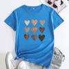 Women's Heart Print Crew Neck Loose Short Sleeve Sports Casual Top For Summer