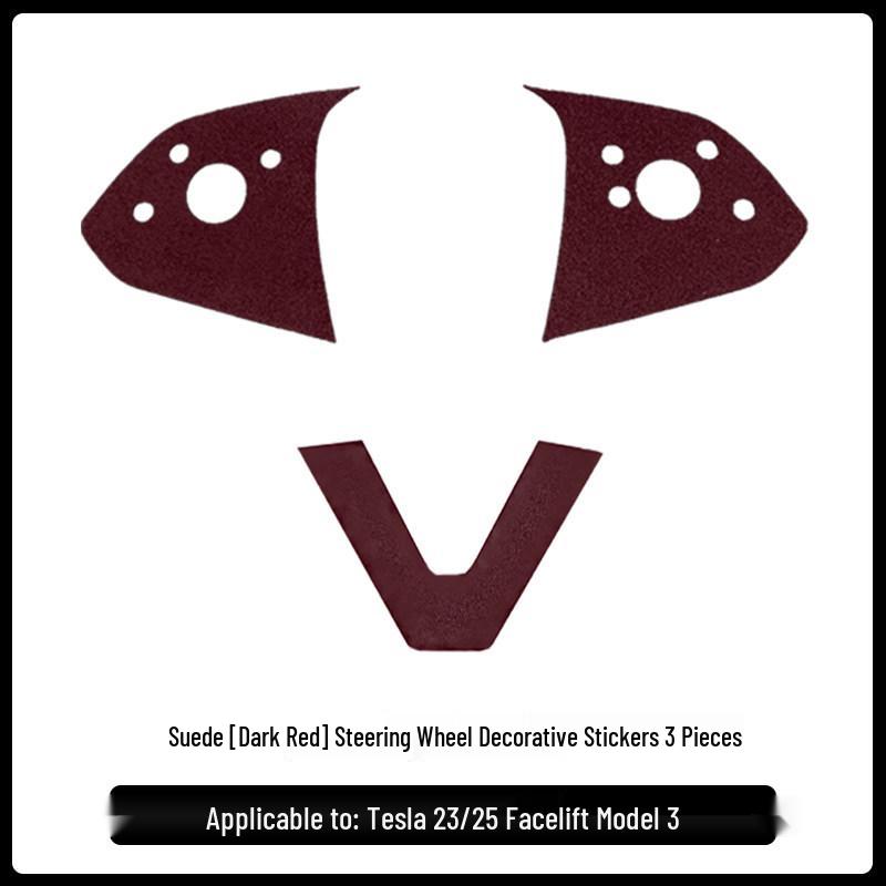 Suede Steering Wheel Cover & Button Stickers for Tesla Model Y/3