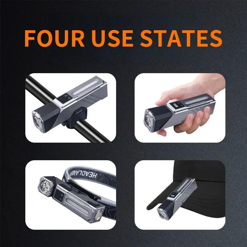 Угловой фонарик USB перезаряжаемый многофункциональный цветной окружающий свет магнитный фонарик, рабочий свет, налобный фонарь, велосипедный