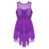 Kids Girls Lyrical Modern Contemporary Dance Costume Sequins Leotard Dance Dress