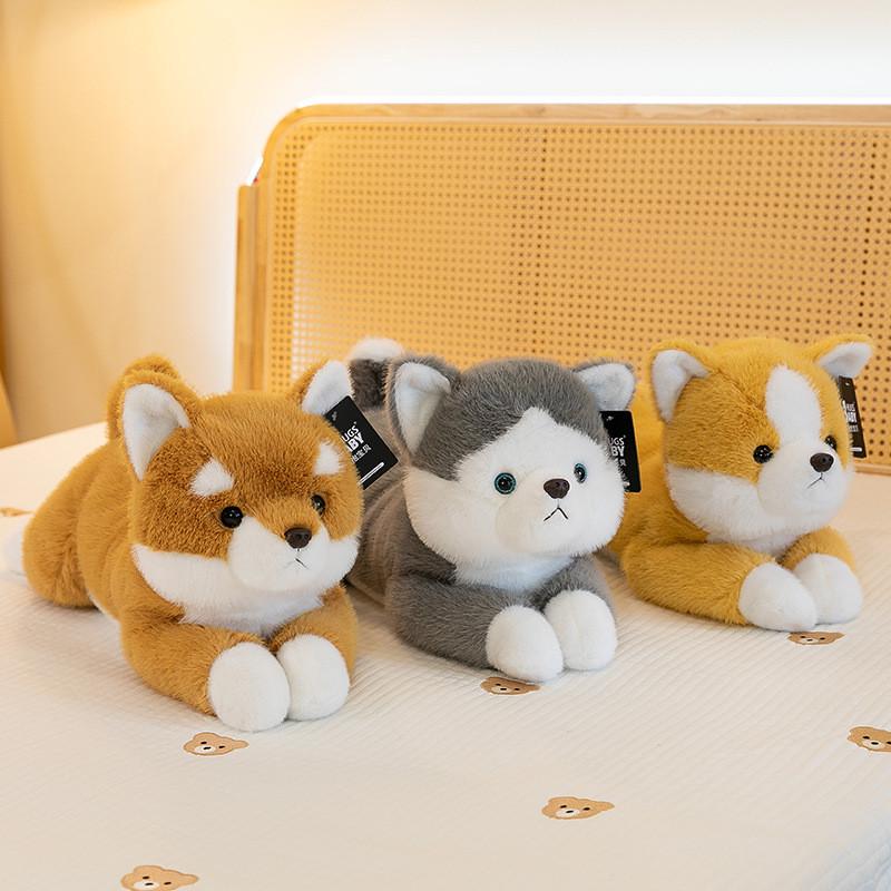Shiba Lying Inu Husky Corgi Plush Toys Stuffed Animal Dolls Kids Birthday Gifts