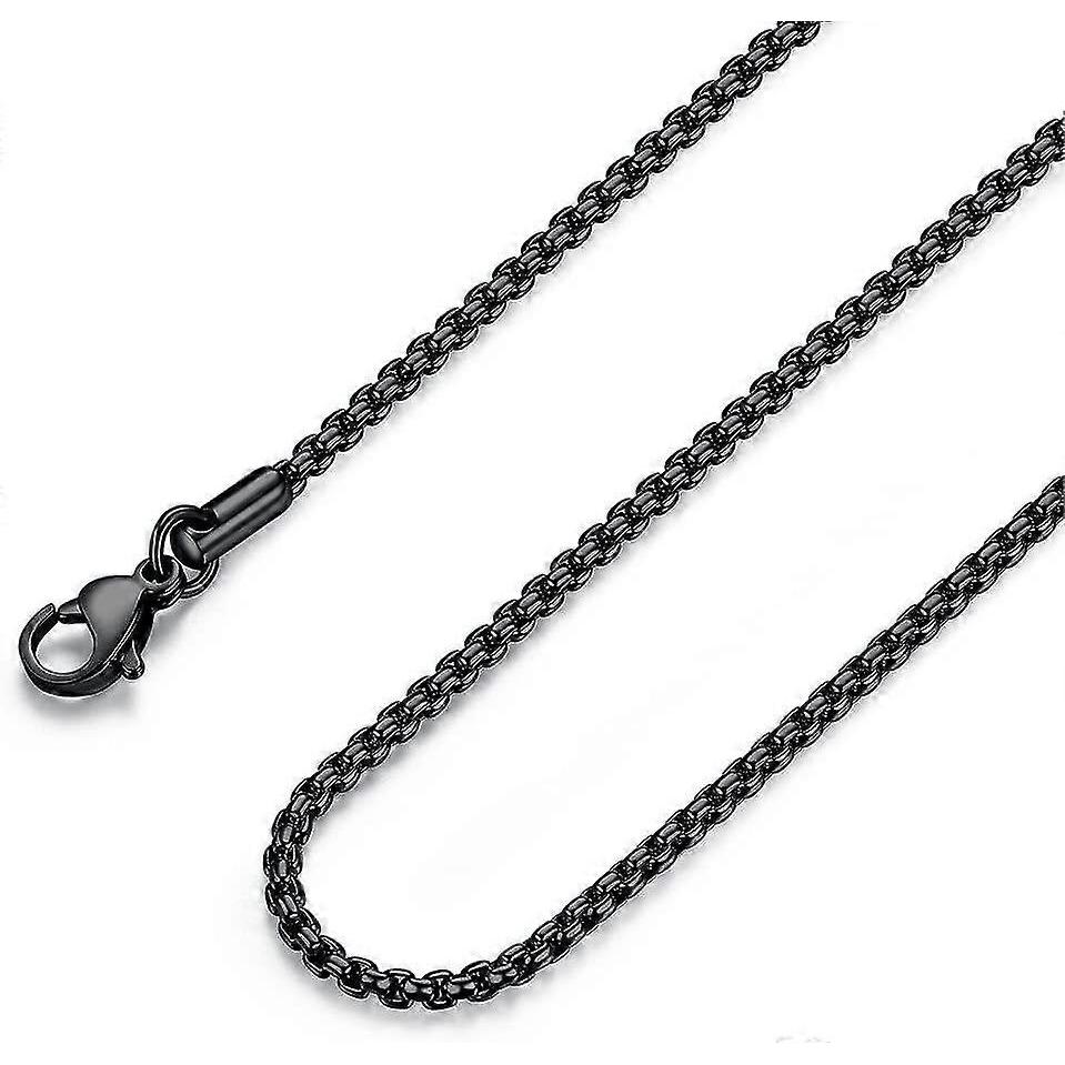 2-4mm Mens Womens Stainless Steel Black Rolo Cable Chain Necklace 45-75 Cm Acsergery Gift