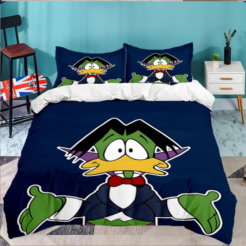 3PCS Duckula Bedding Set,Including 1pc Duvet Cover And 2pcs Pillowcases Perfect for Bedroom, Dormitory, Large size Fan Christmas gift