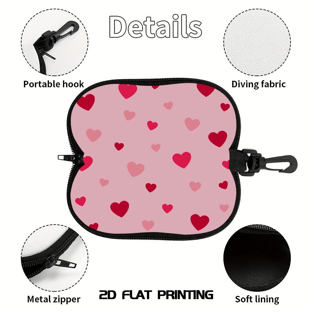 Cute Pink Heart Print Soft Fabric Sunglasses Case,Portable Anti Scratch Spectacle Pouch,Lightweight Eyewear Protective Bag for Travel