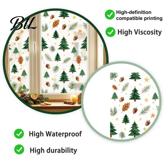 Christmas Bell Glass Sticker Static Window Cling, Xmas Tree Snowman Santa Hat Sticker, Removable Reusable Decoration Decal for Holiday Party