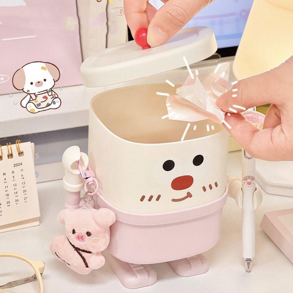 Мультяшный ящик для хранения пластиковый мусорный бак контейнер для хранения кисточек для макияжа