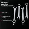 6/7/8/9/10mm Universal Spanner Metric Ratchet Combination Save Labour Wrench 72 Teeth Steel End Head Ratchet Dual-purpose Wrench