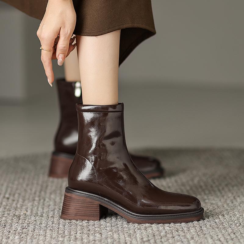 2024 Новые зимние женские сапоги с круглым носком, массивные сапоги из спилковой кожи и шерсти, модные зимние сапоги 2024 года, теплые сапоги, черная женская обувь