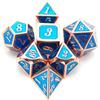Metal DND Dice Set Heavy D&D Dice for Dungeons and Dragons Pathfinder Roleplaying Table Games-Enamel Dice Copper Blue
