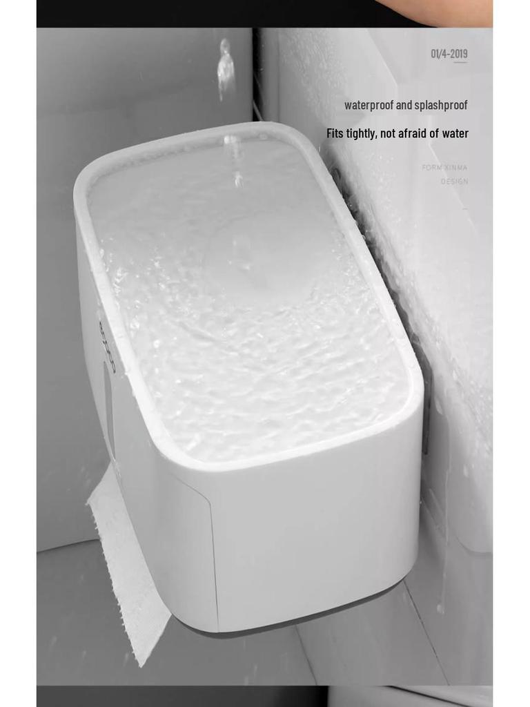 Wall-Mounted Waterproof Toilet Paper Holder and Tissue Box