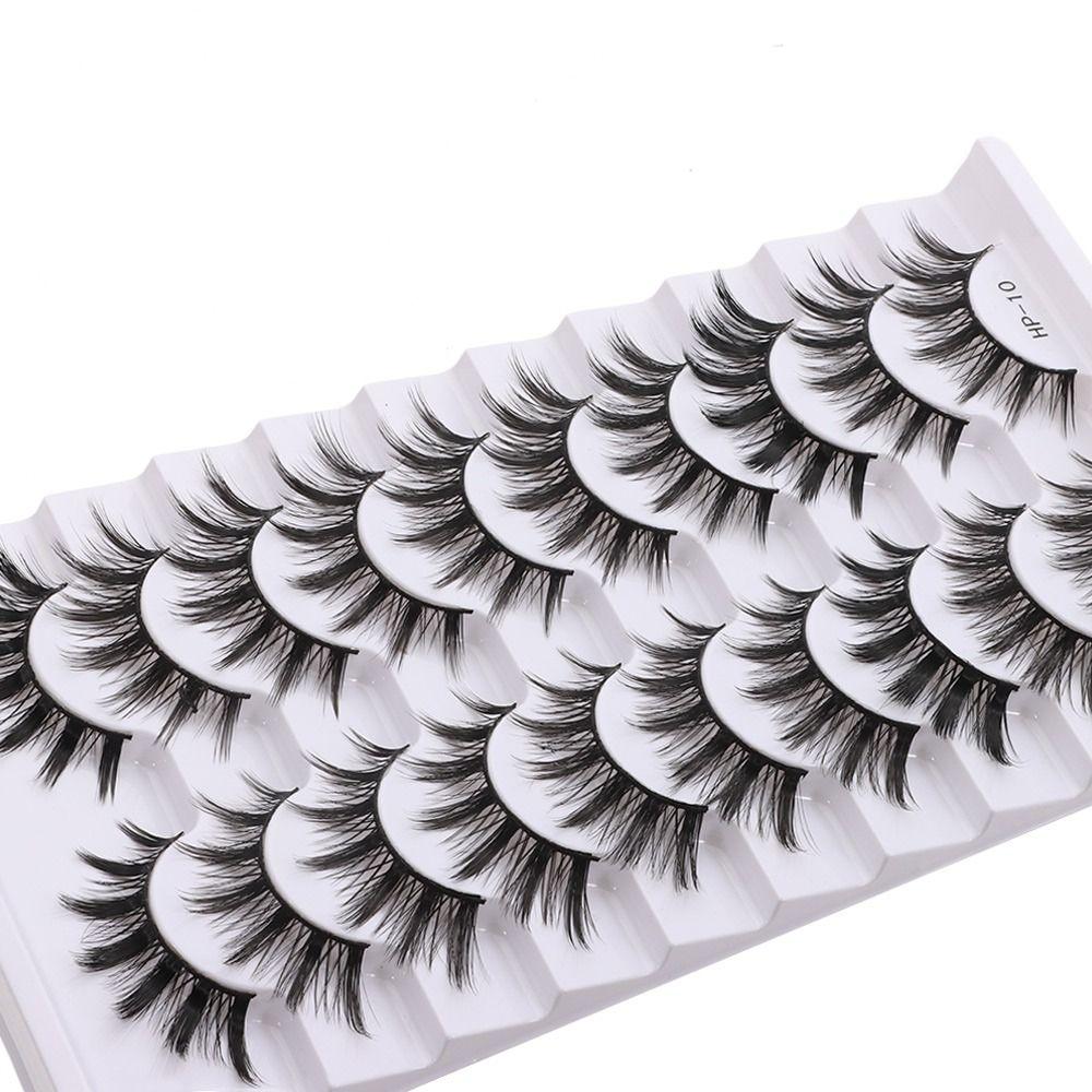 10 Pairs Natural Long False Eyelashes Fluffy Manga Lashes Fake Lashes  Eye Makeup Tool