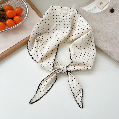 Summer Retro Triangle Headscarf Korean Polka Dot Scarf Kawaii Triangle Scarf Spring Shawl Women's Scarf White Handkerchief NEW