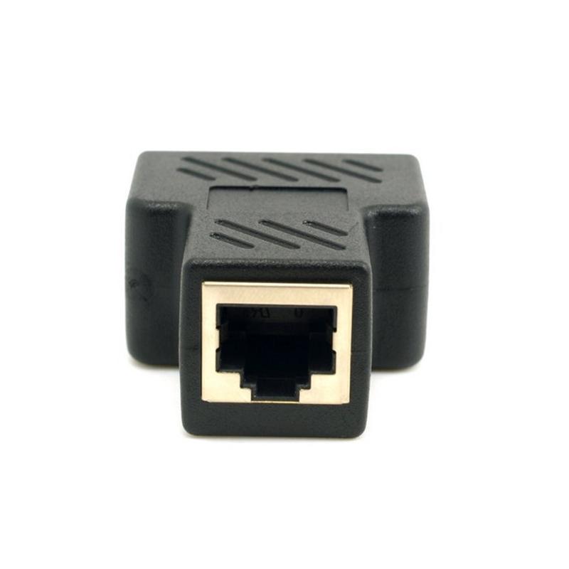 RJ45 One Point Two Connector Adapter Tap with Shield Network Tee Head Three-way Extender Cable