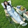 Outdoor Camping Separable Lounge Chair Folding Lying Chairs Portable Fishing Backrest Chair Recliner Table Stool Kit