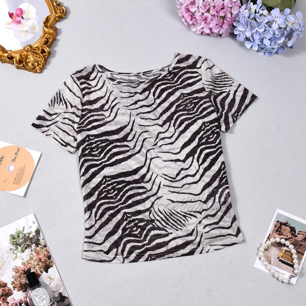 Летний бестселлер 2026: Женский топ европейского и американского стиля, облегающий, с принтом в виде сетки